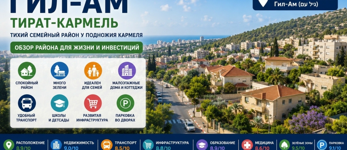 Район Гил-Ам (גיל עם) — тихий семейный квартал Тират-Кармеля