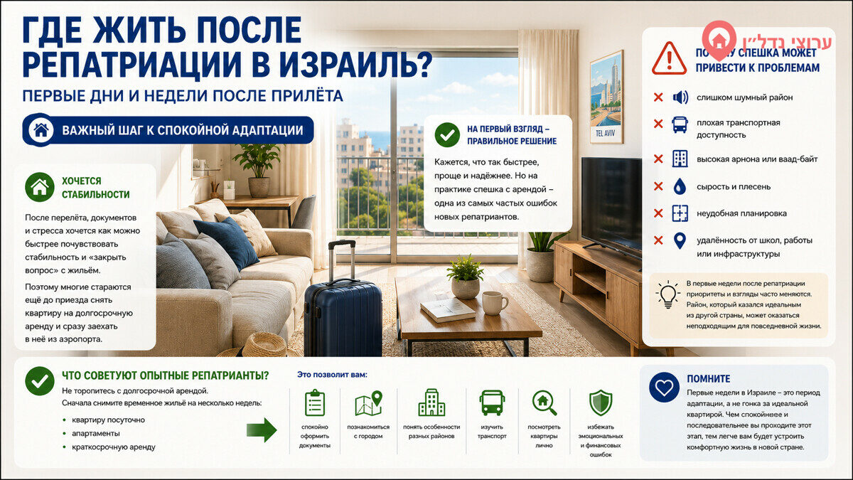 Временное жильё в Израиле: почему не стоит спешить с долгосрочной арендой после репатриации