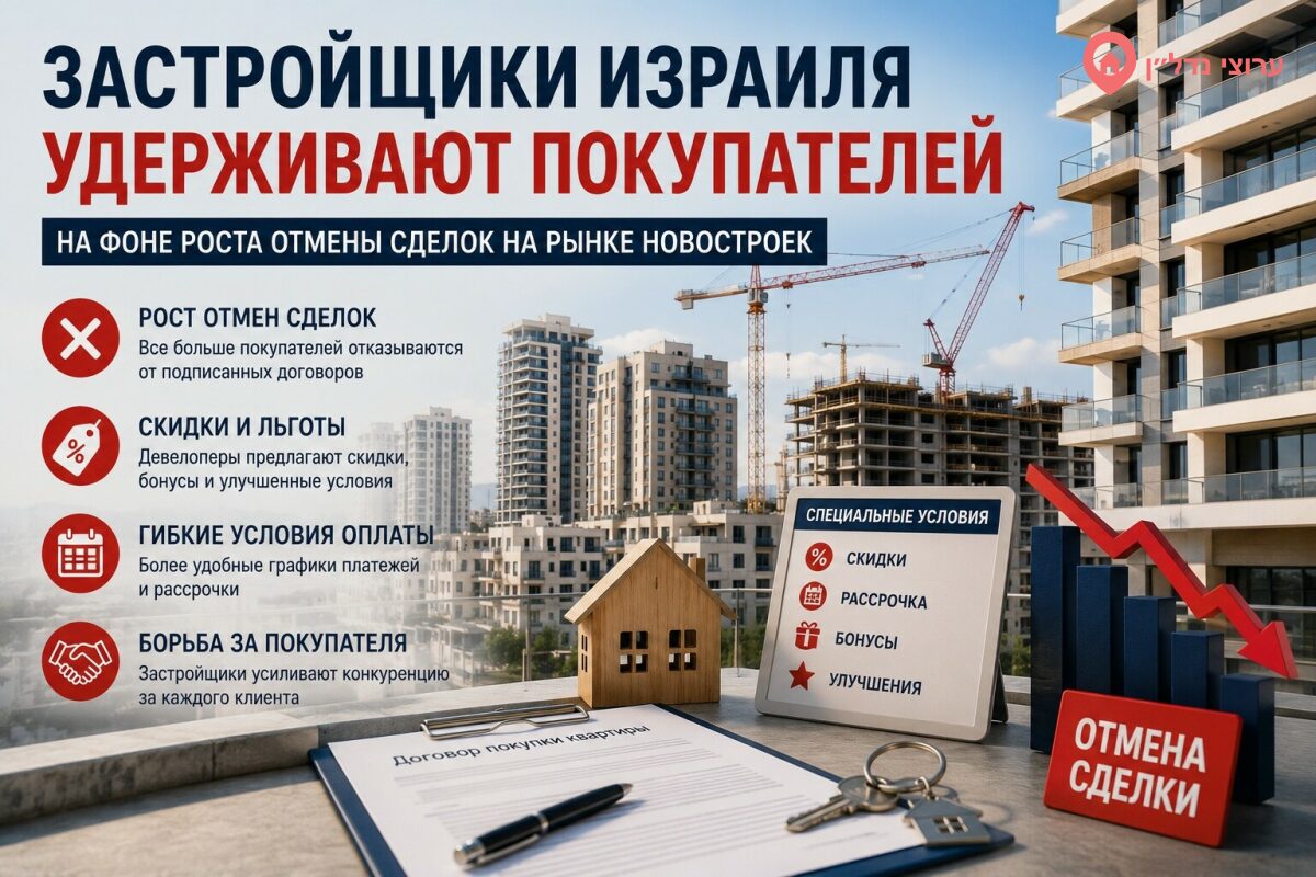 Застройщики Израиля усиливают борьбу за покупателей на фоне роста числа отмен сделок