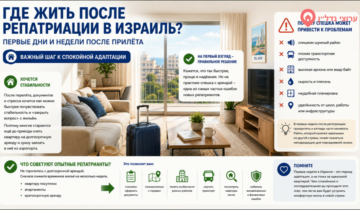Временное жильё в Израиле: почему не стоит спешить с долгосрочной арендой после репатриации