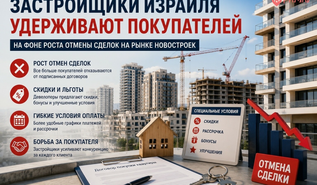 Застройщики Израиля усиливают борьбу за покупателей на фоне роста числа отмен сделок