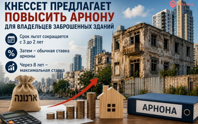 Кнессет планирует изменить правила налогообложения заброшенных зданий
