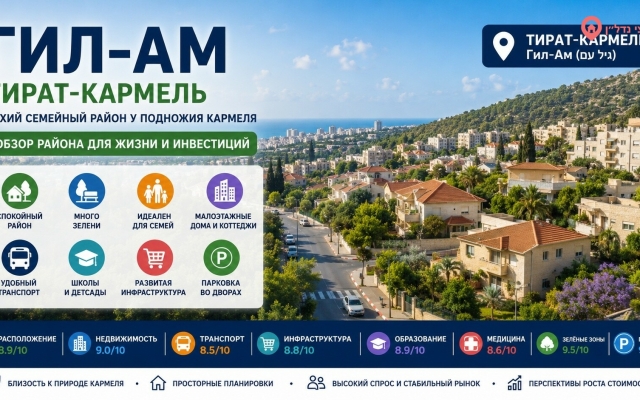 Район Гил-Ам (גיל עם) — тихий семейный квартал Тират-Кармеля
