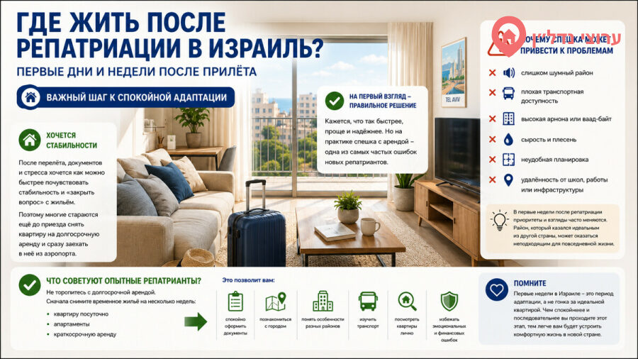 Временное жильё в Израиле: почему не стоит спешить с долгосрочной арендой после репатриации