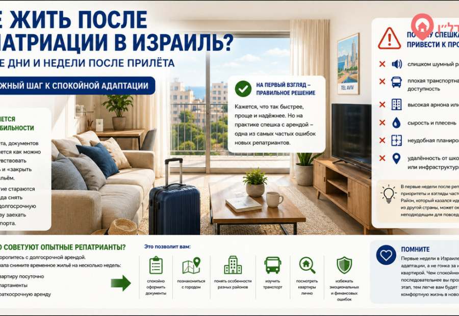 Временное жильё в Израиле: почему не стоит спешить с долгосрочной арендой после репатриации
